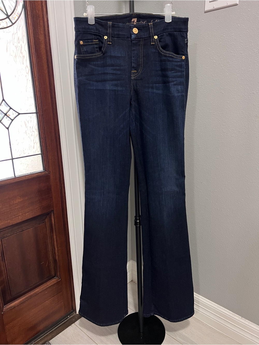 7 For All Mankind 'A' Pocket Flare Jeans Dark Wash Size 26 Made in USA